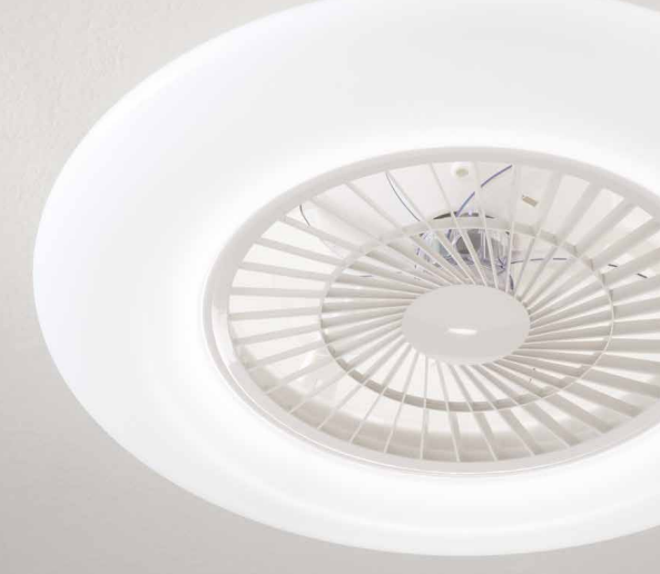 Ventilatore da soffitto bianco a plafoniera con luce led telecomando