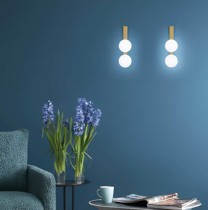 Lampada da parete 2 luci led colore oro stile moderno