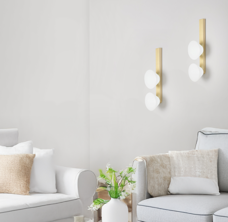 Lampada da parete 2 luci led colore oro stile moderno