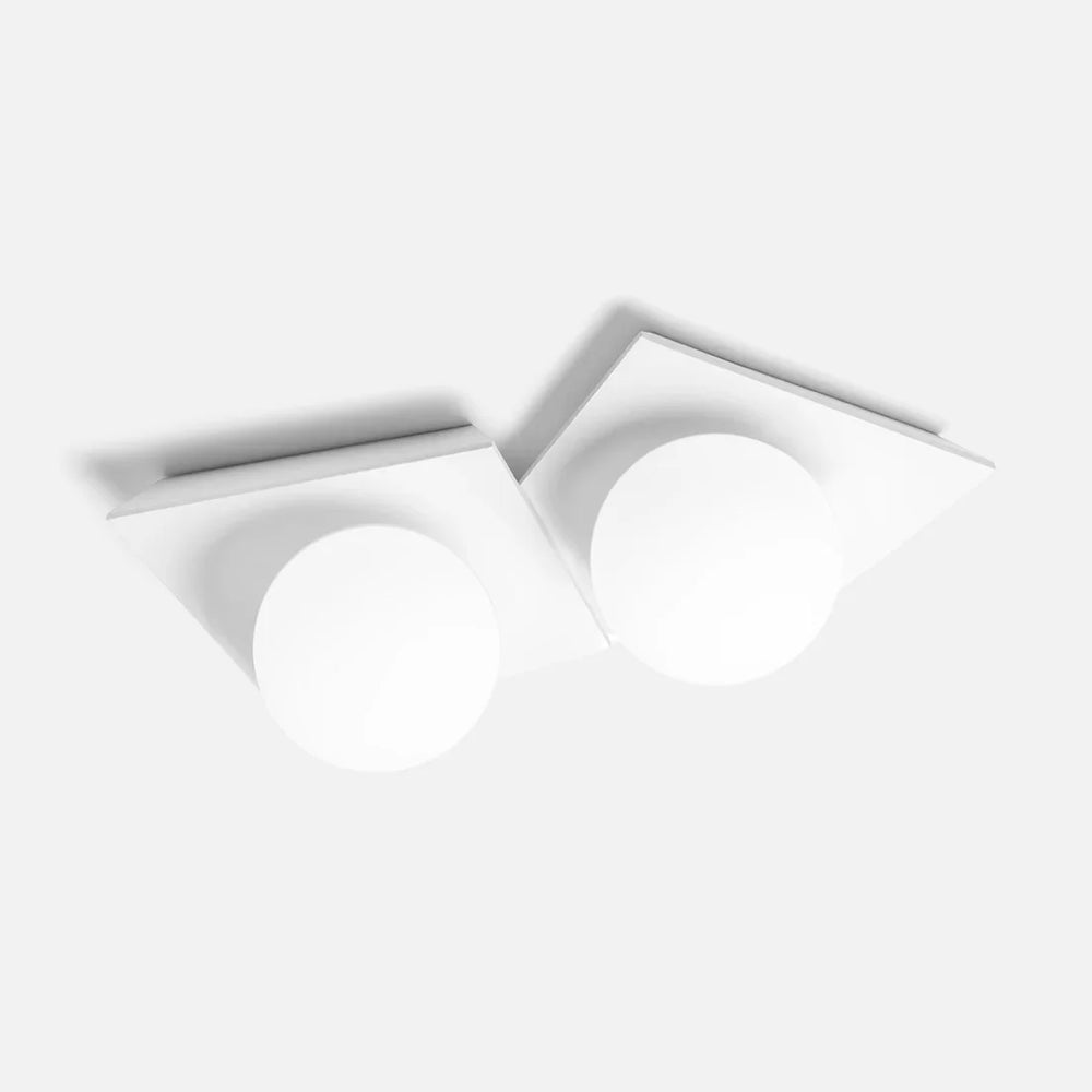 Plafoniera luminosa bianca moderna base in gesso e sfere di vetro