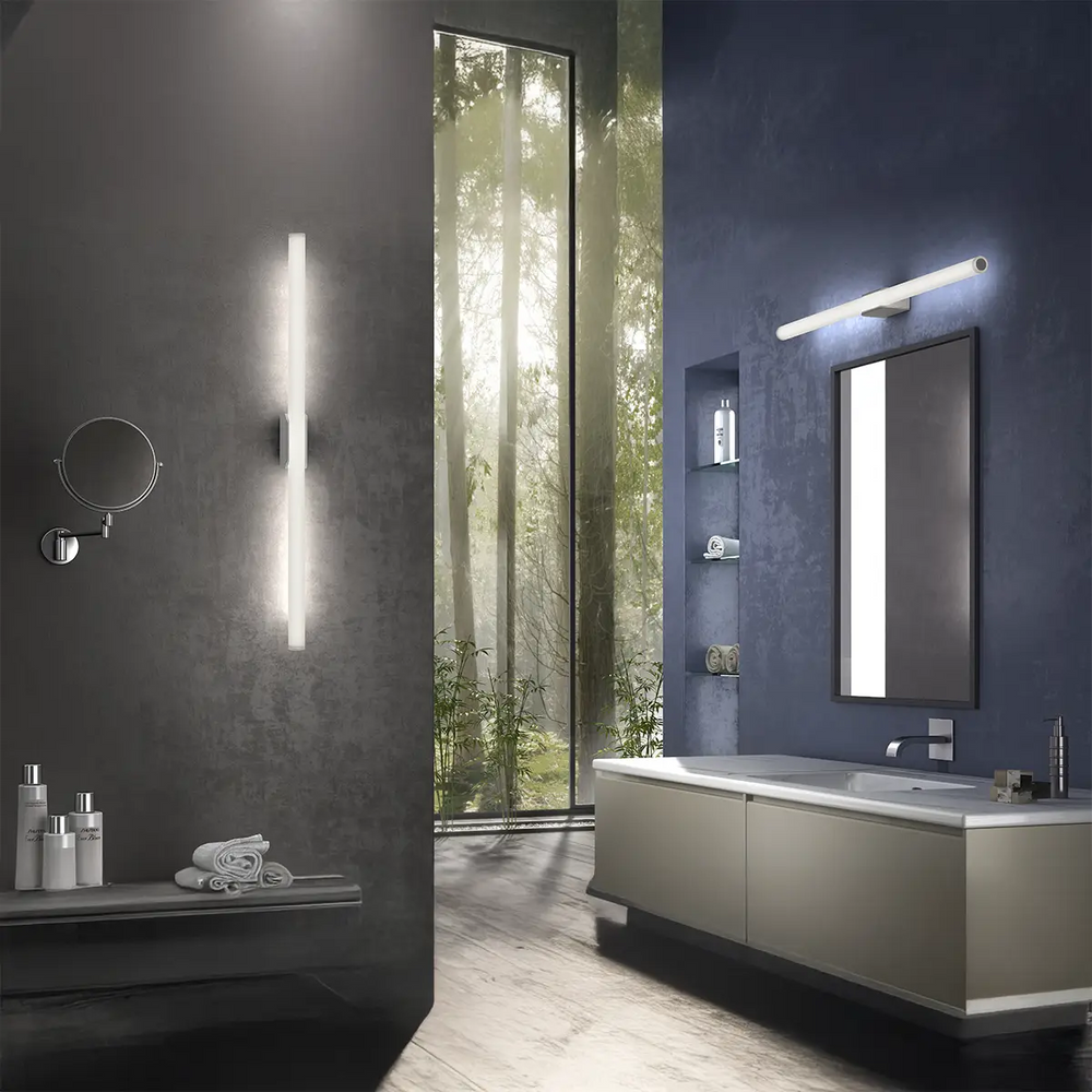 Applique da bagno metallo cromato o bianco led larghezza 75cm