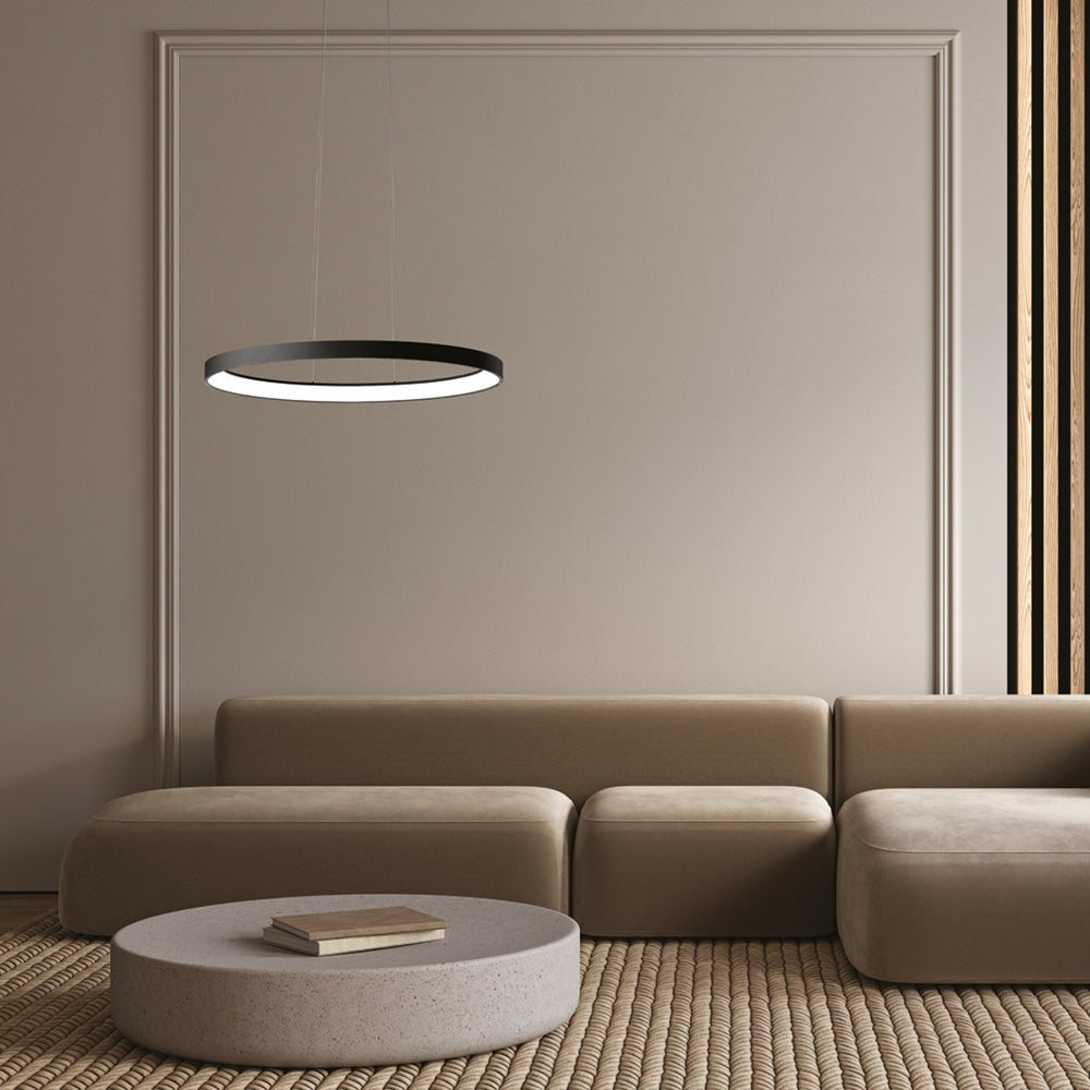 Sospensione moderna per salotto nera in alluminio led dimmerabile