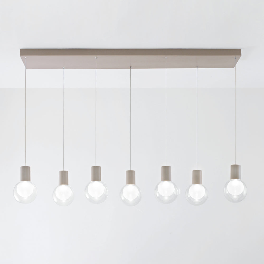 Sospensione lineare per cucina 7 luci led struttura champagne