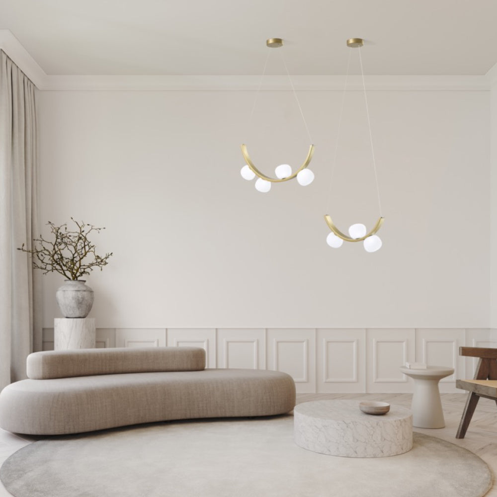 Moderne goldene Schlafzimmer-Pendelleuchte mit 3 LED-Leuchten