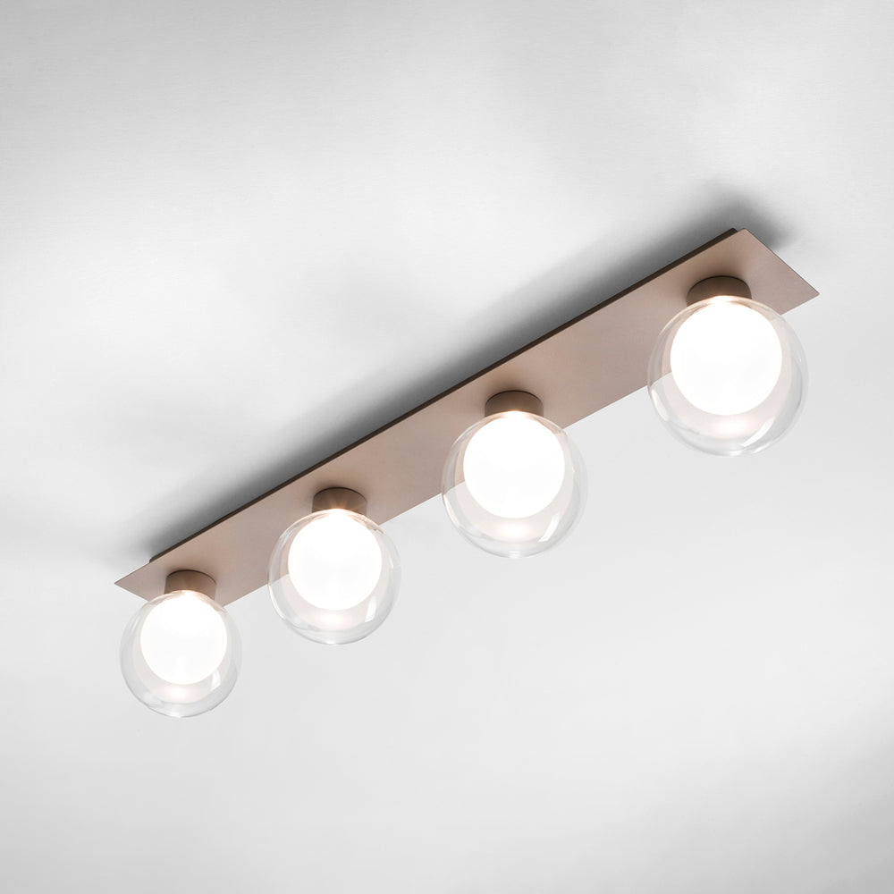 Rechteckige, champagnerfarbene Deckenleuchte mit 4 LED-Leuchten