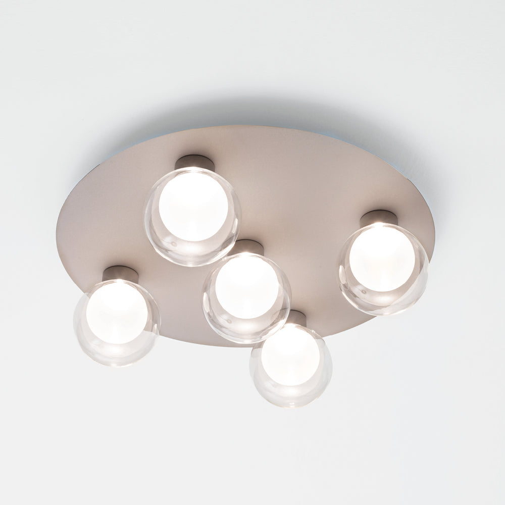 Deckenleuchte mit 5 LED-Leuchten, champagnerfarbene Struktur