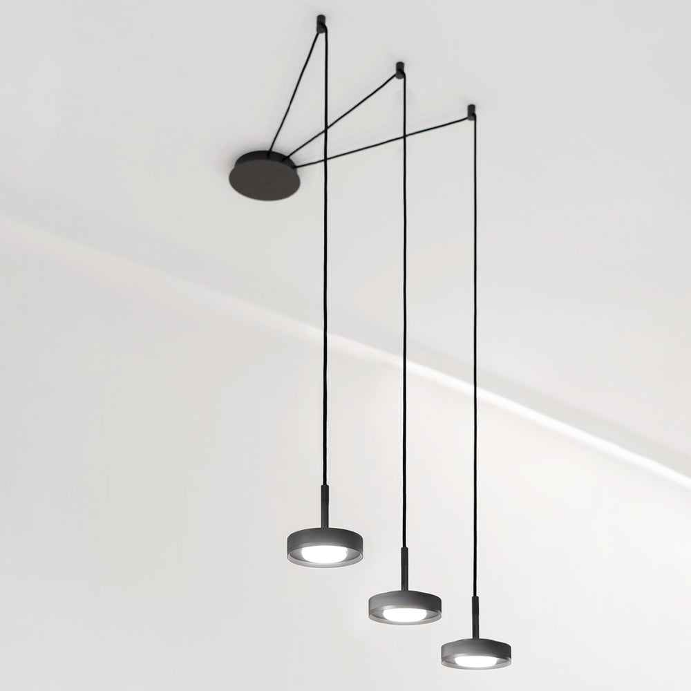 Sospensione 3 luci antracite moderna decentrata