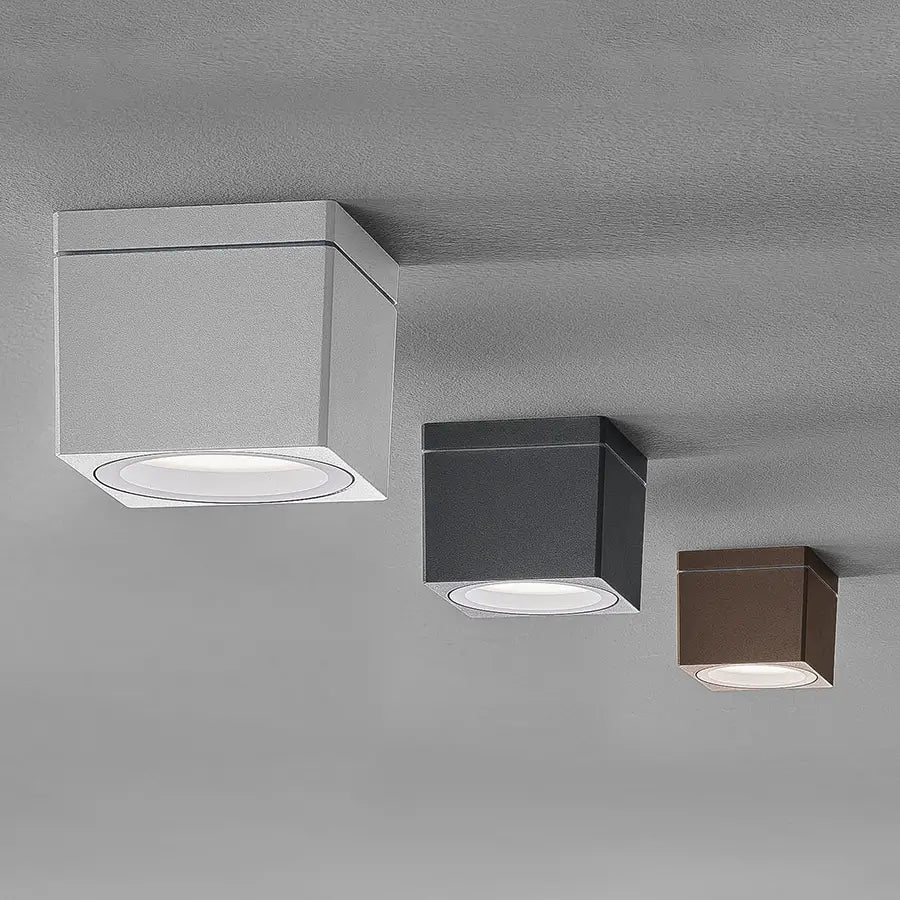 Quadratischer Außen-Deckenstrahler aus Aluminium IP65 