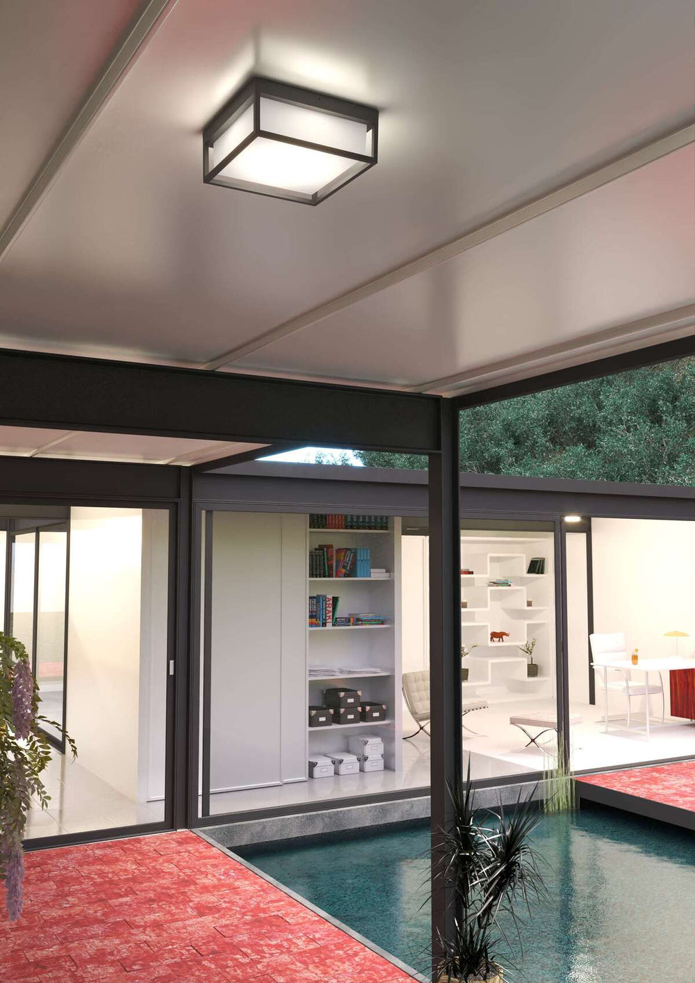 Plafoniera da esterno quadrata moderna alluminio protezione ip54