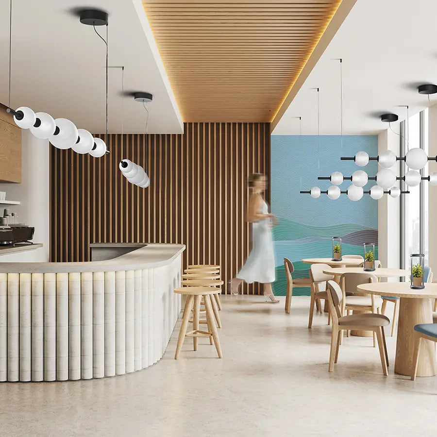 Sospensione moderna sfera bianca vetro led 50w alluminio