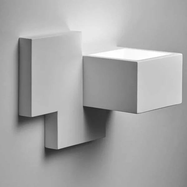 Applique cubo di gesso bianca pitturabile design moderna