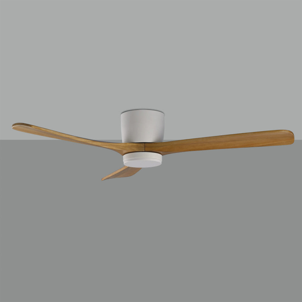 Ventilatore soffitto pale legno naturale e bianco silenzioso luce led