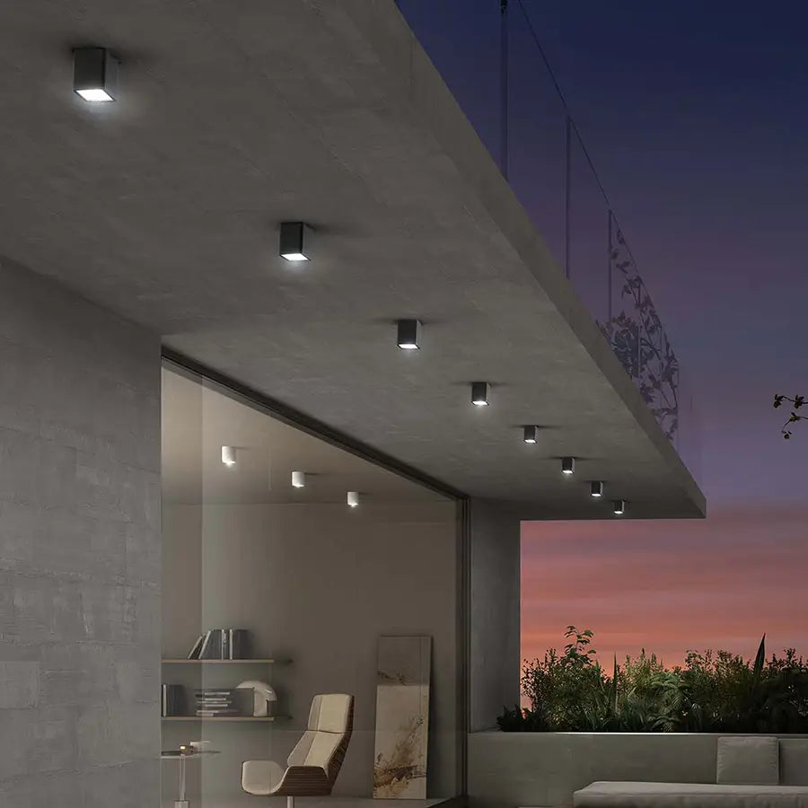 Faretto soffitto da esterno led 3000k bianco antracite ruggine moderno