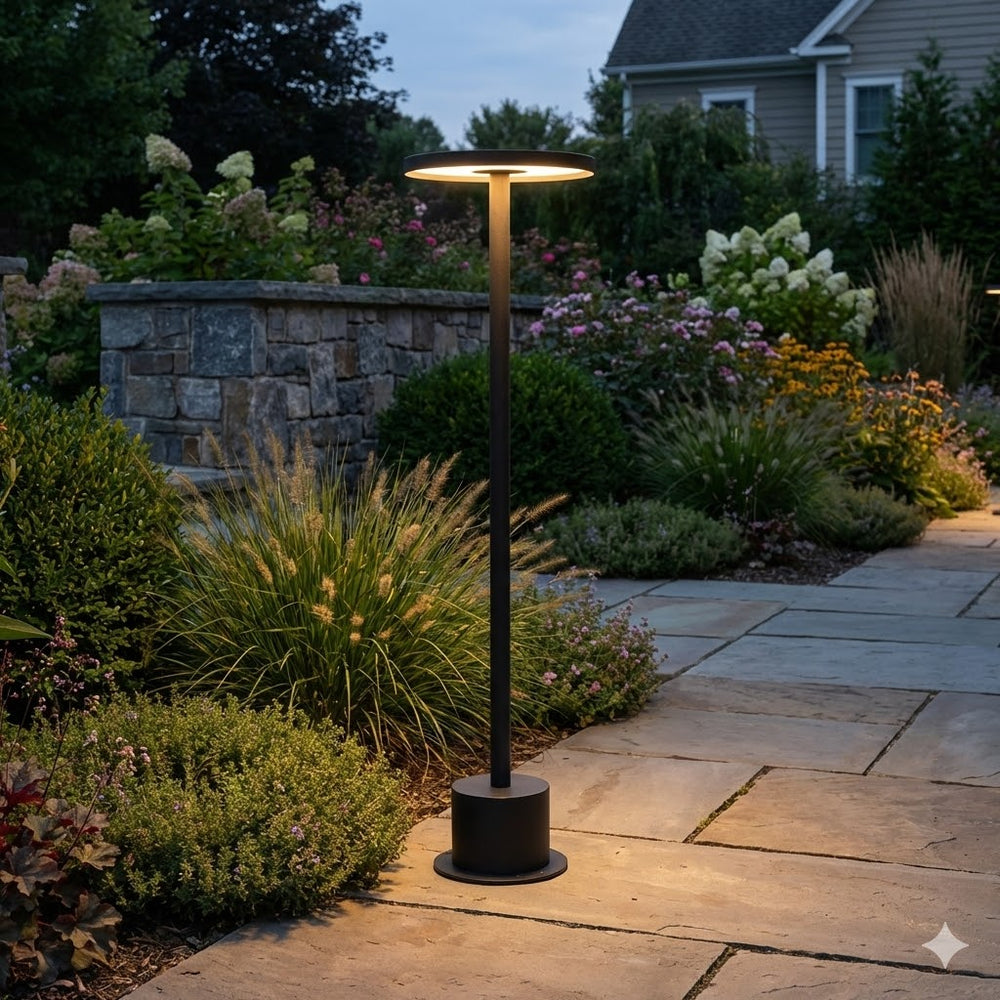 Lampada da terra per giardino o viale esterno nera led bianca calda