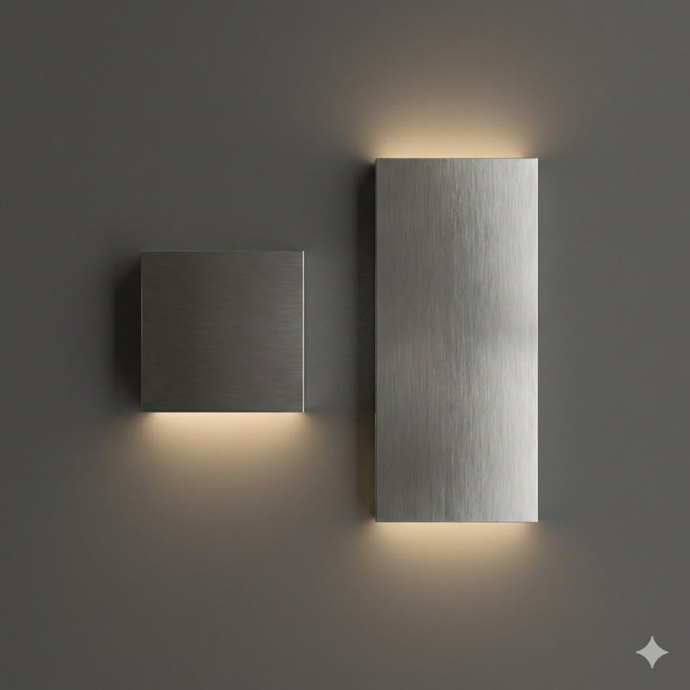 Applique da parete per esterno colore acciaio led doppia emissione