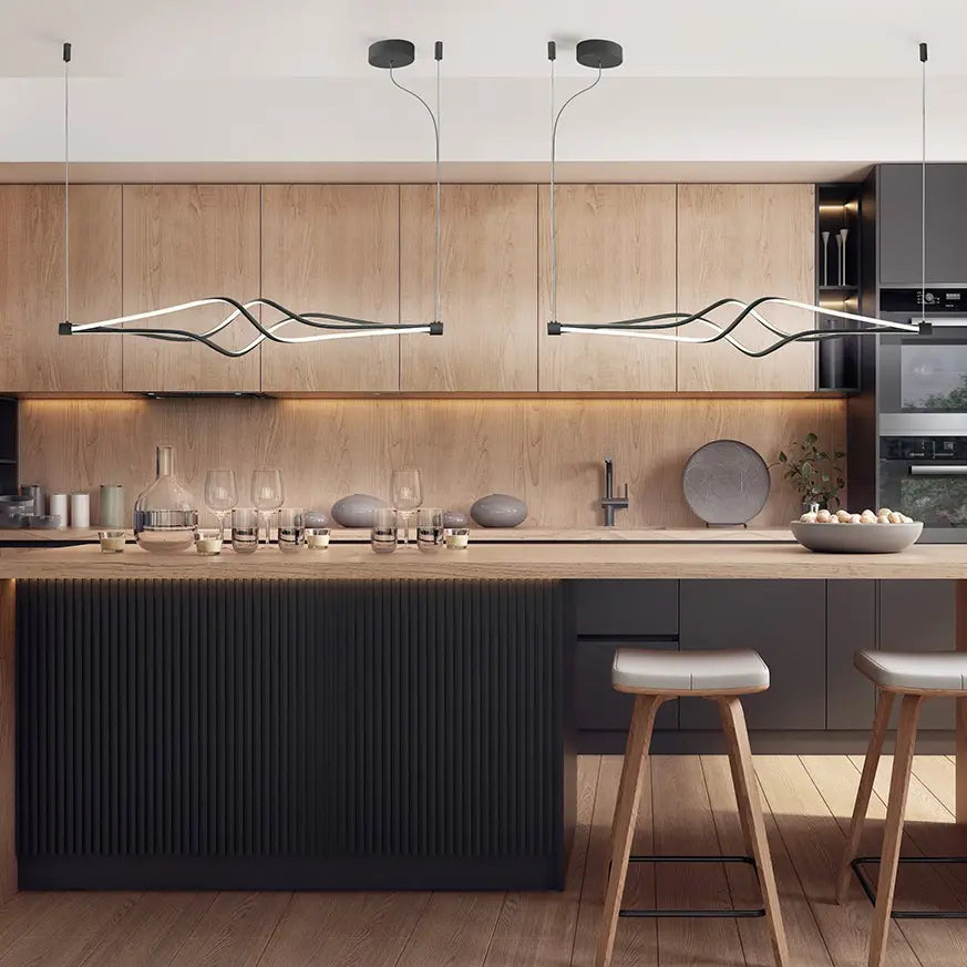 Sospensione in metallo moderna contemporanea nera led