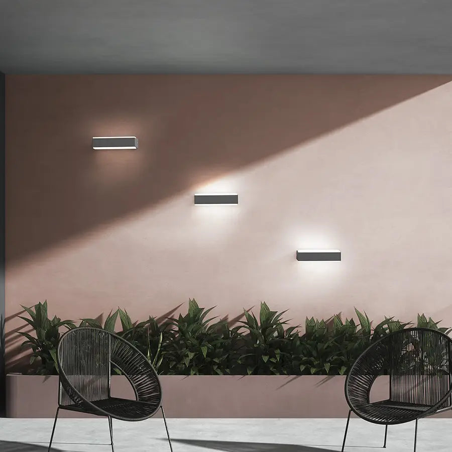 Dimmbare LED-Wandleuchte für die Außenfassade von Balkonen, weiß, anthrazit, rostfarben 