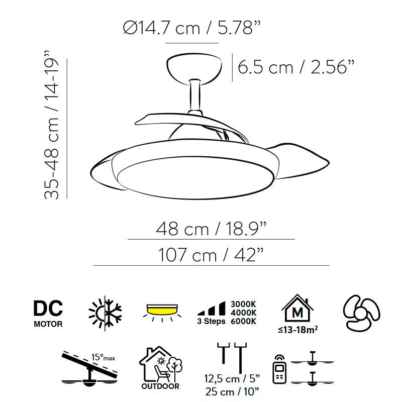 Ventilatore da soffitto silenzioso 20mq soffitti inclinati kit luce