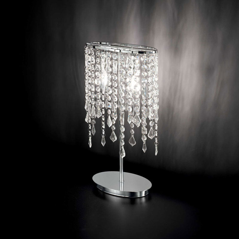 Lampada da tavolo elegante pendagli in cristallo 2 lampadine E14