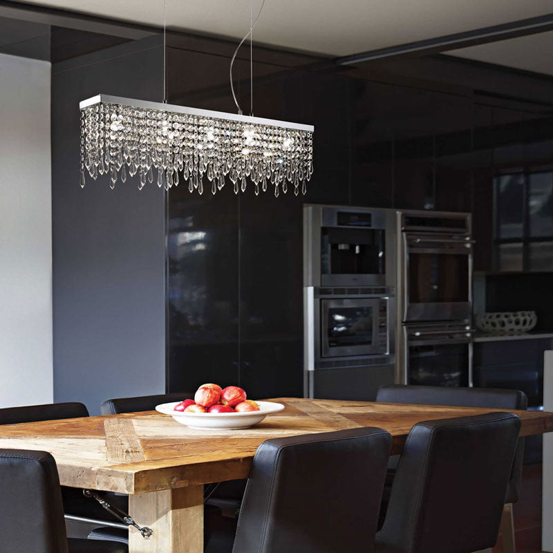 Lampadario moderno con cristallo rettangolare cucina soggiorno