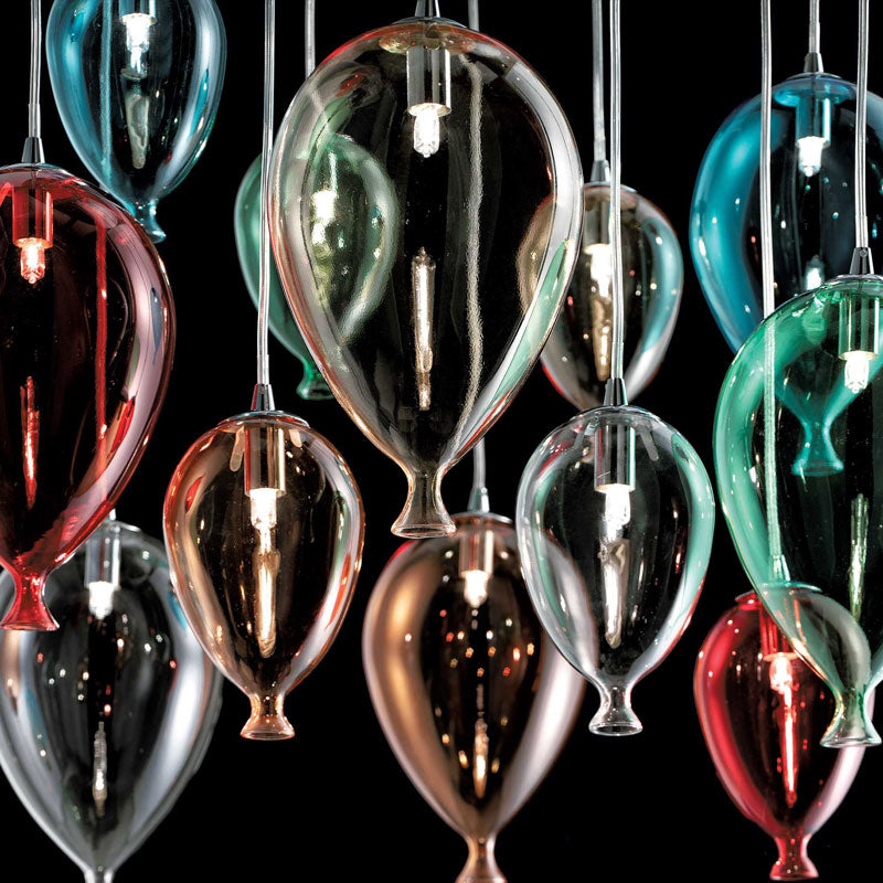 Lampadario moderno multicolore vetro modellato a mano