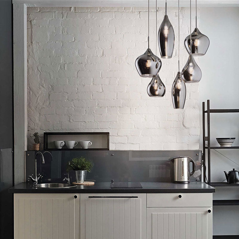 Lampadario cucina o soggiorno moderno vetro bianco o fumè