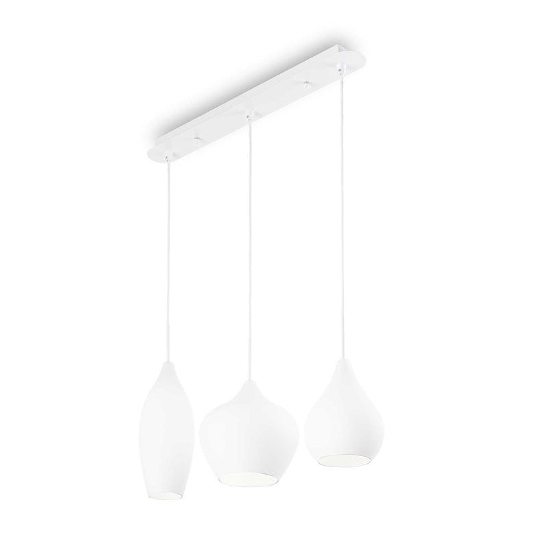 Lampadario cucina o soggiorno moderno vetro bianco o fumè