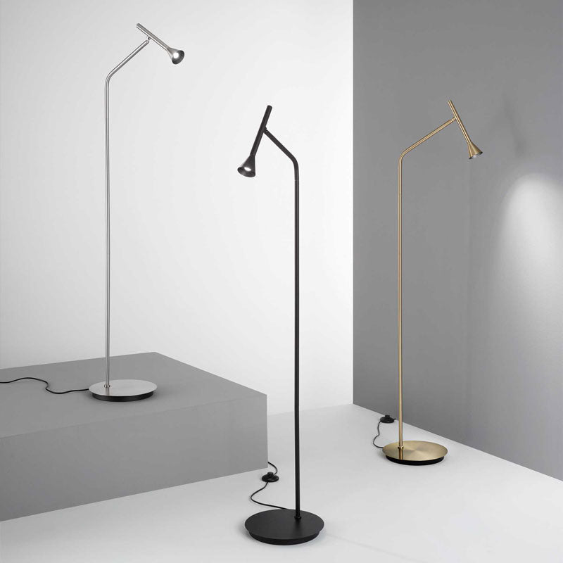 Lampada da terra design moderno metallo nero cromo ottone led 3000k