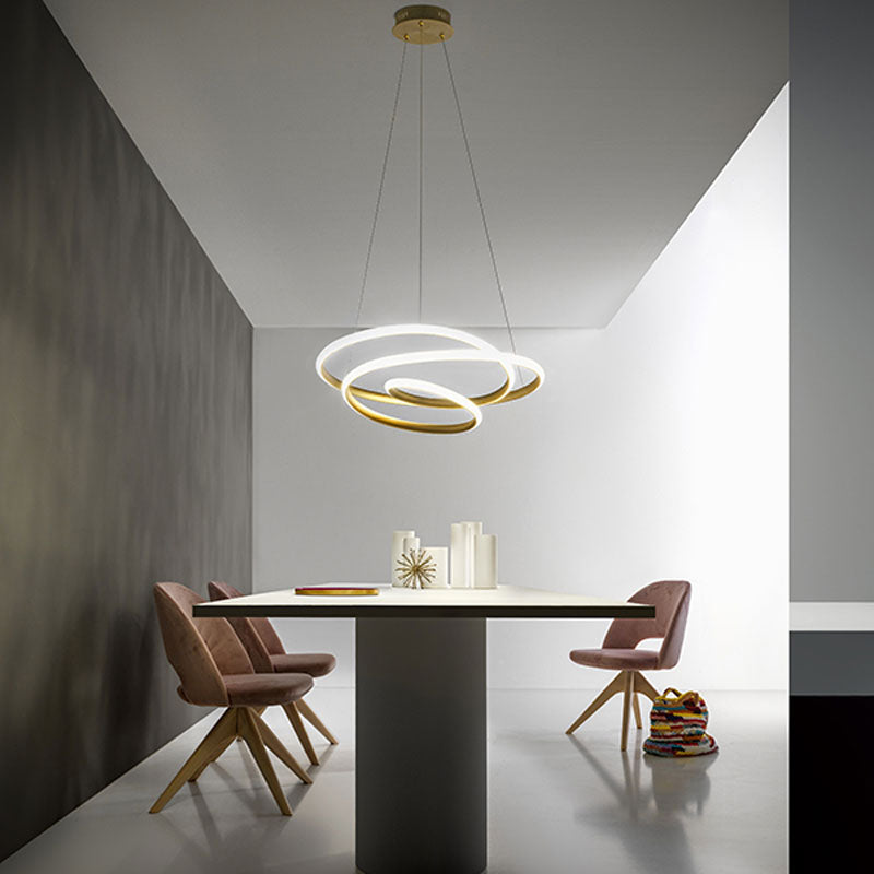 Lampadario led moderno a sospensione alluminio oro bianco o titanio