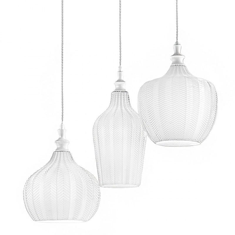 Lampadario da cucina o soggiorno vetro multicolor ambra o bianco 3 luci